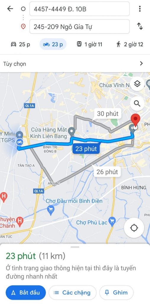 Chế Độ Dẫn Đường Đến Vị Trí Xe Bằng Google Maps.